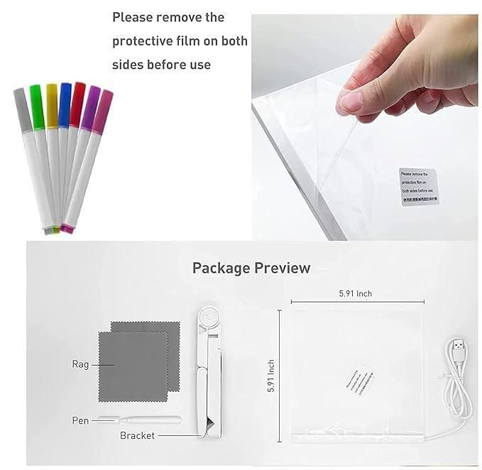 3D LED Light Glass Acrylic mirror Writing pad